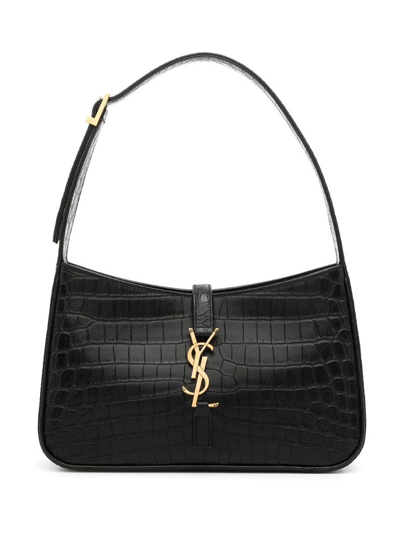 Black Le 5 Ã_x0083_â_x0082_¬ 7 Mock Croc Leather Shoulder Bag