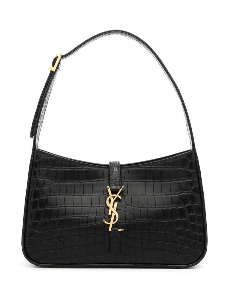 Black Le 5 Ã_x0083_â_x0082_¬ 7 Mock Croc Leather Shoulder Bag