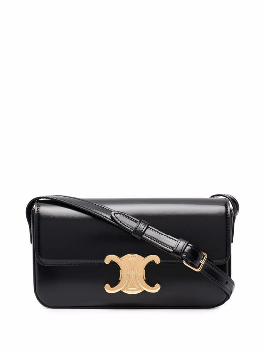 Black Triomphe Leather Shoulder Bag
