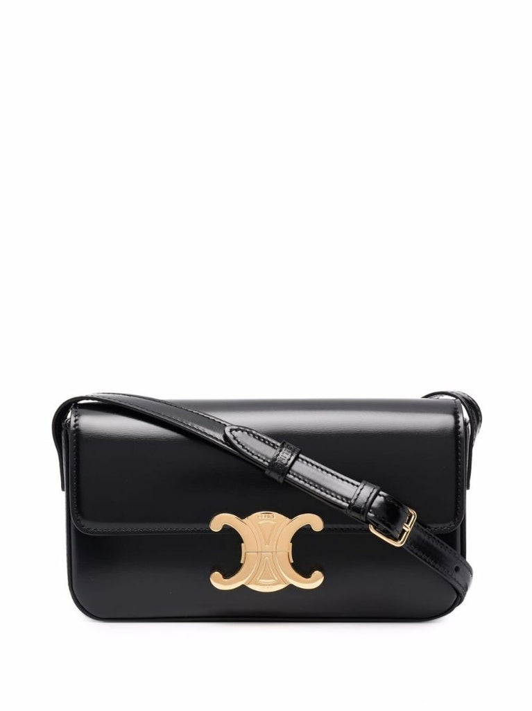 Black Triomphe Leather Shoulder Bag