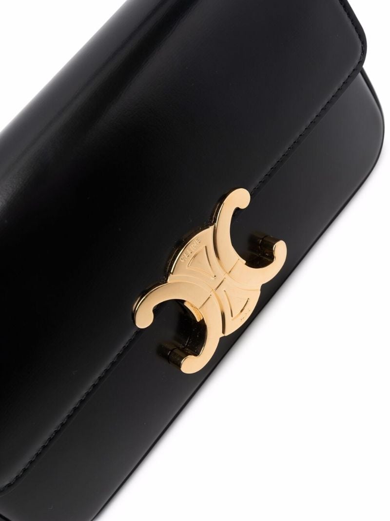 Black Triomphe Leather Shoulder Bag
