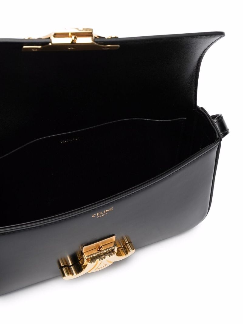 Black Triomphe Leather Shoulder Bag