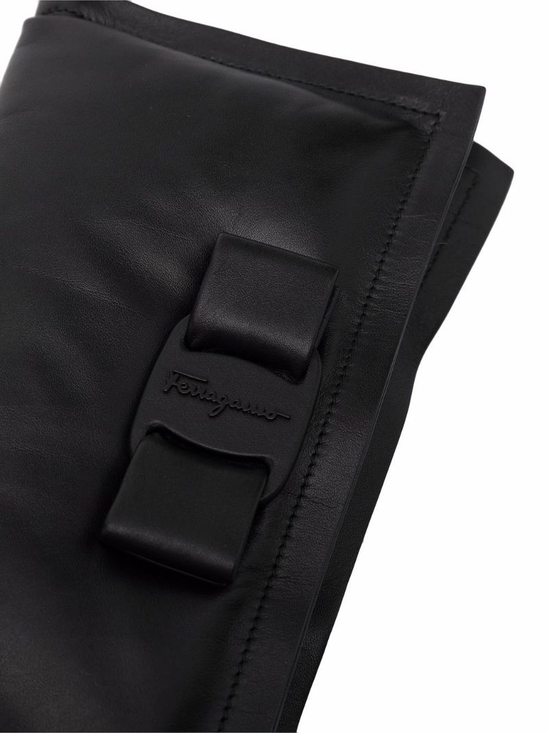 Black Viva Bow Leather Crossbody Bag