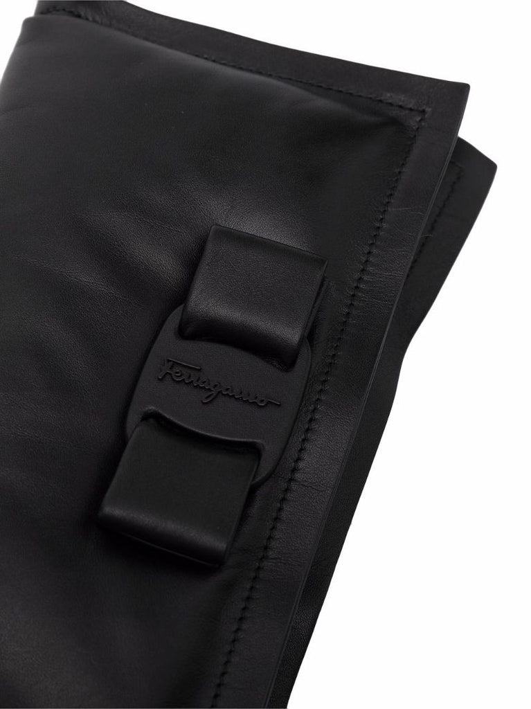 Black Viva Bow Leather Crossbody Bag
