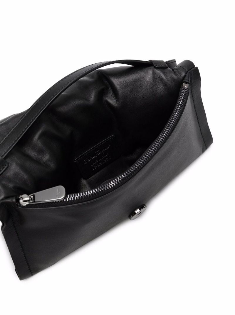 Black Viva Bow Leather Crossbody Bag