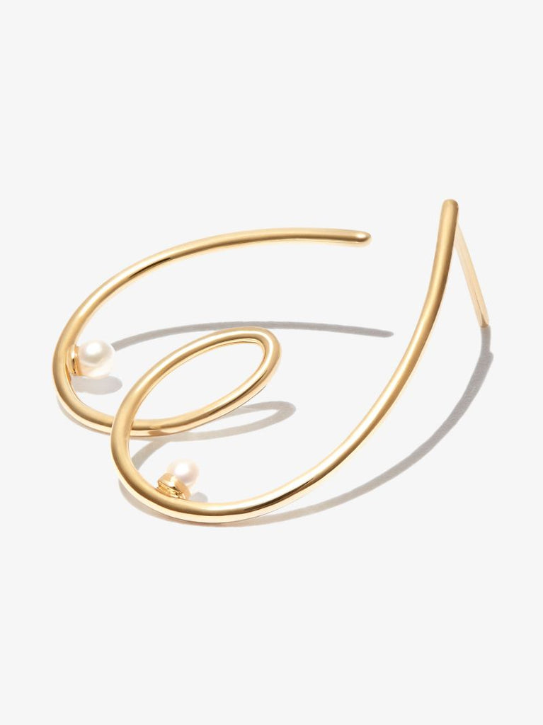 9k Yellow Gold Free the Nip-pearl Single Hoop Earring