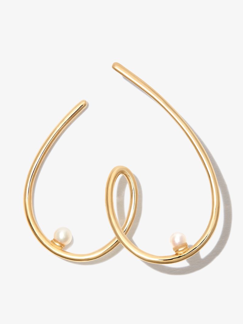 9k Yellow Gold Free the Nip-pearl Single Hoop Earring