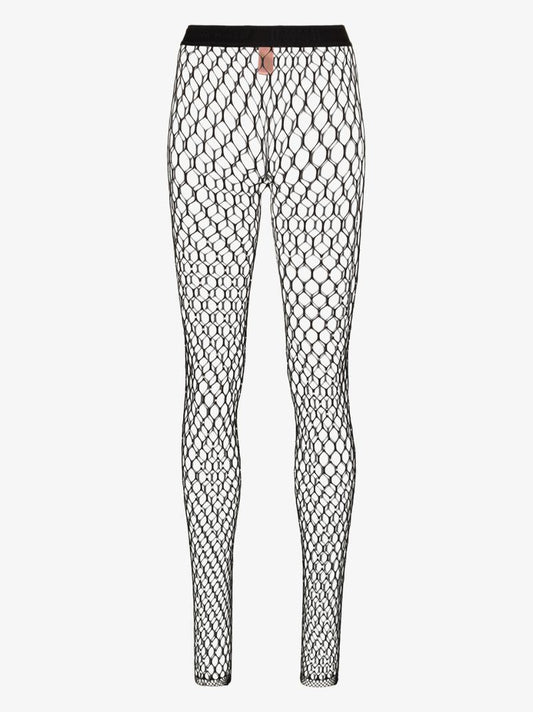 X Amina Muaddi Crystal Embellished Fishnet Tights