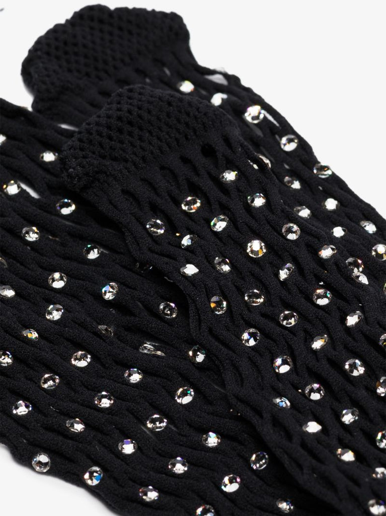 X Amina Muaddi Crystal Embellished Fishnet Tights