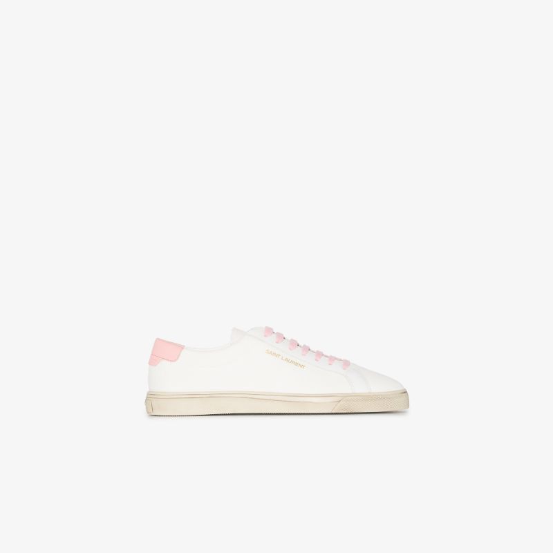 White and Pink Andy Low Top Sneakers