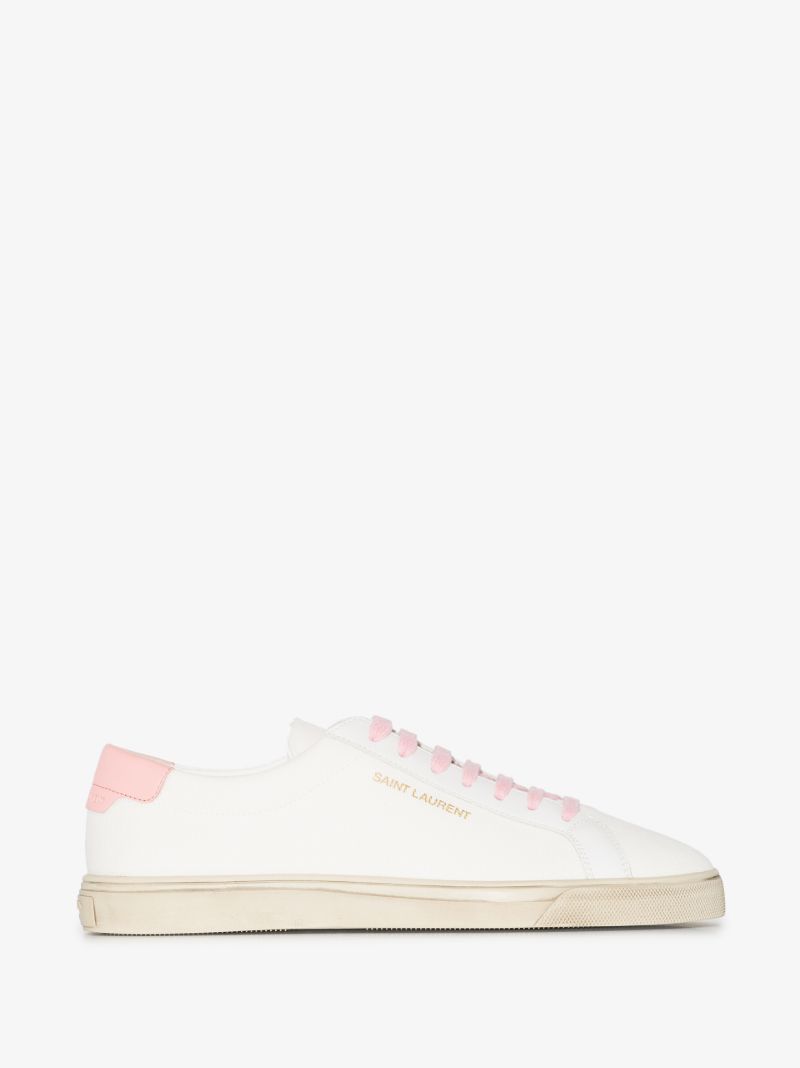 White and Pink Andy Low Top Sneakers