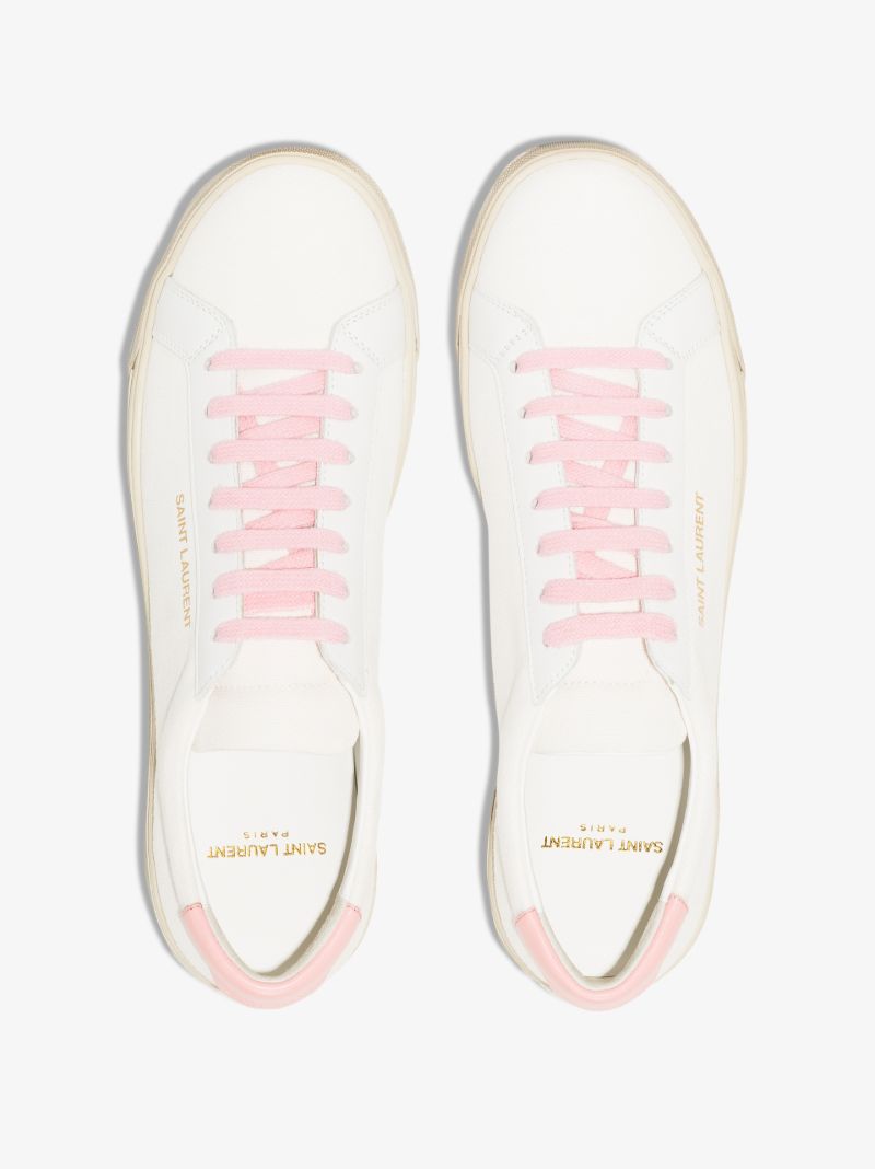 White and Pink Andy Low Top Sneakers