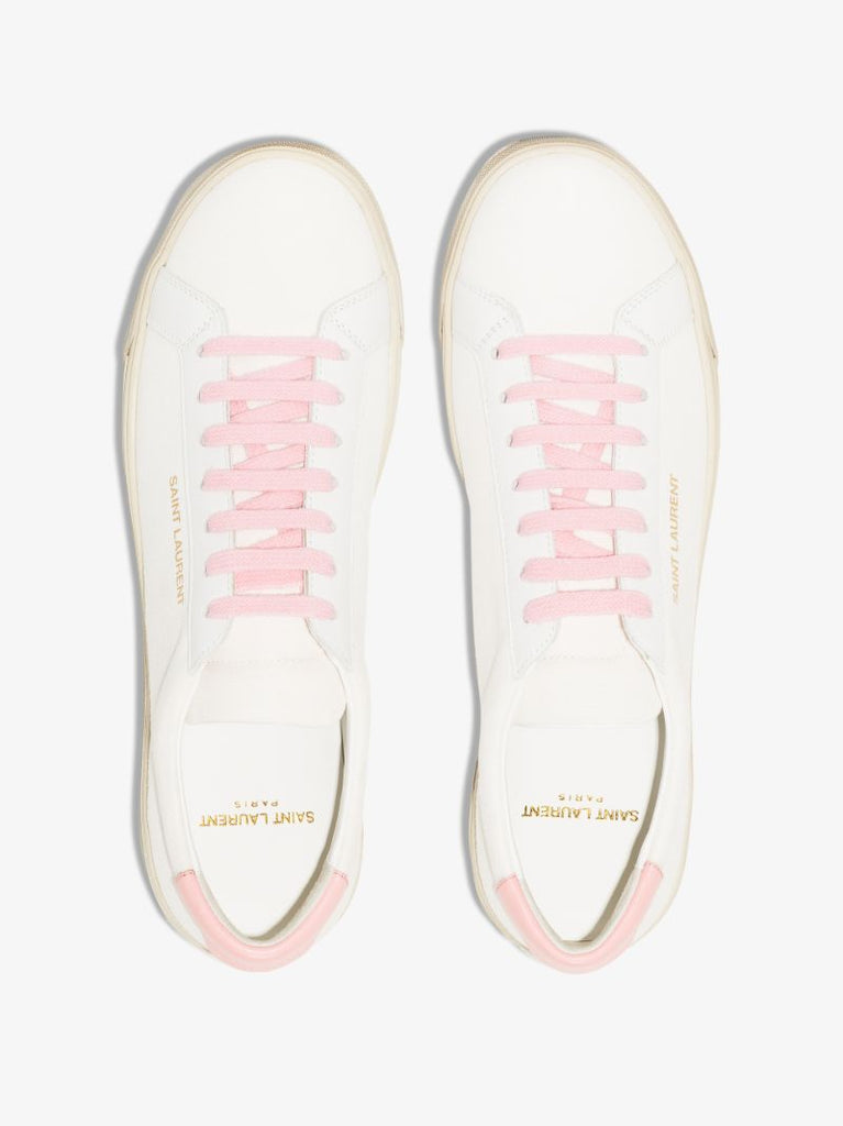White and Pink Andy Low Top Sneakers