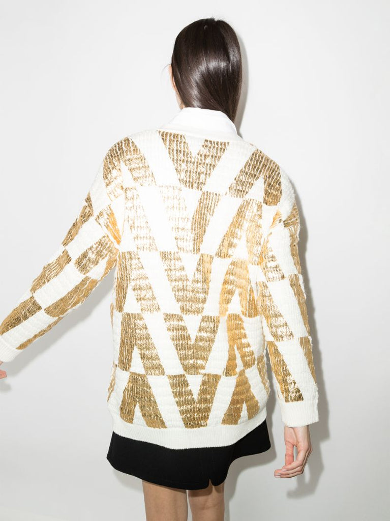 Logo Cable-knit Wool Cardigan