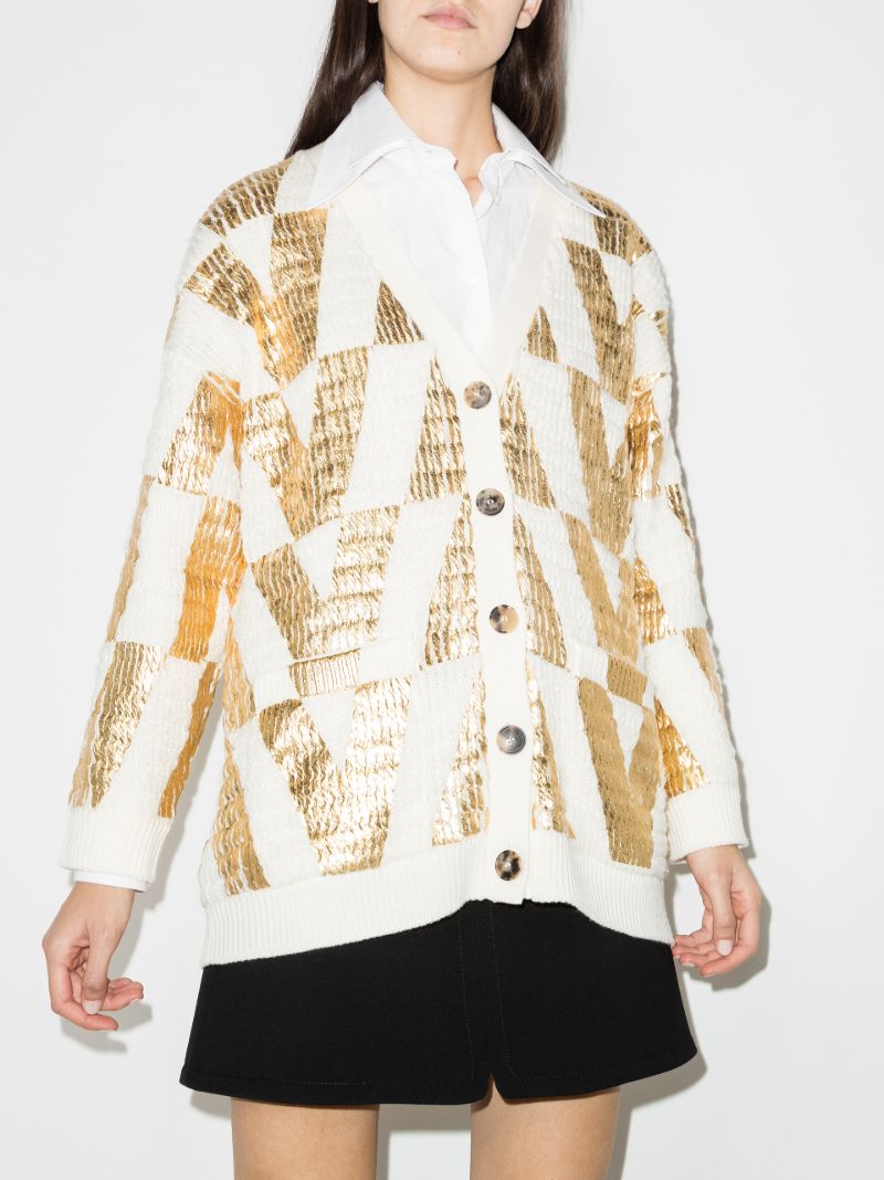 Logo Cable-knit Wool Cardigan