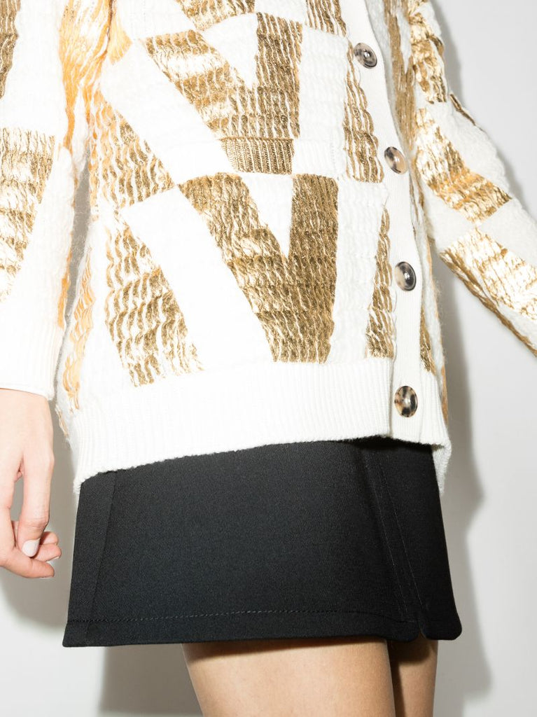 Logo Cable-knit Wool Cardigan