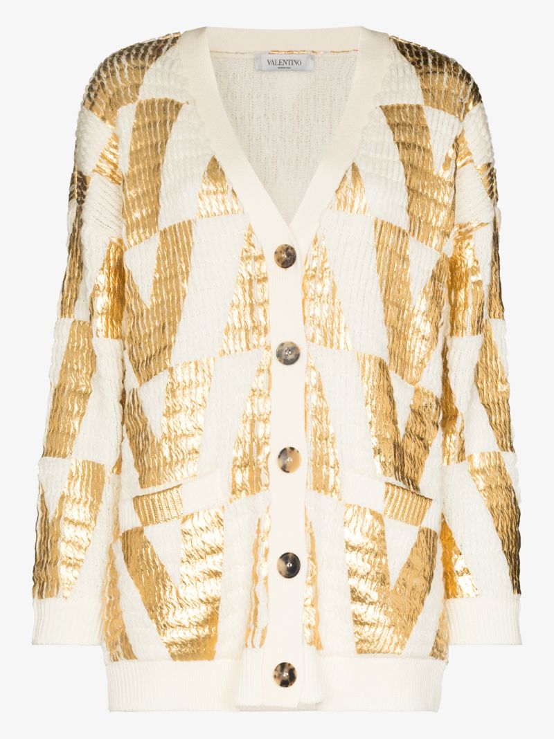 Logo Cable-knit Wool Cardigan
