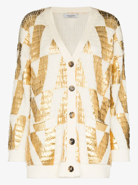 Logo Cable-knit Wool Cardigan