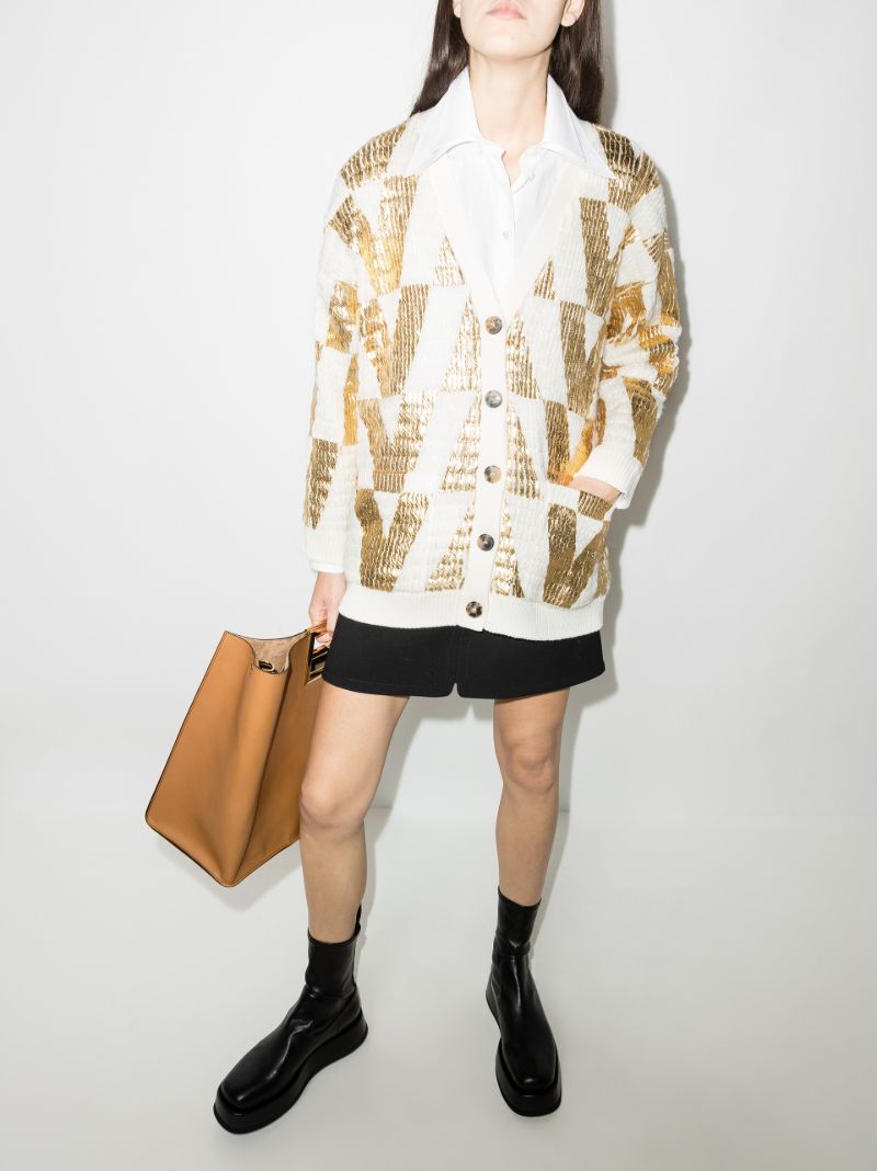 Logo Cable-knit Wool Cardigan