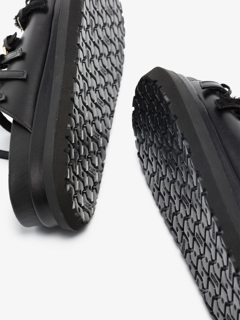 Black Multi-strap Flatform Leather Sandals