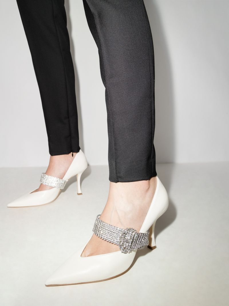 White Kari 90 Leather Pumps