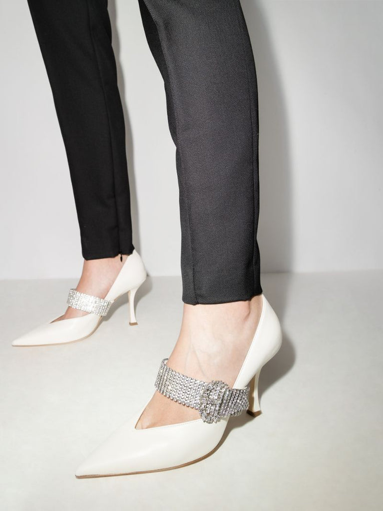 White Kari 90 Leather Pumps