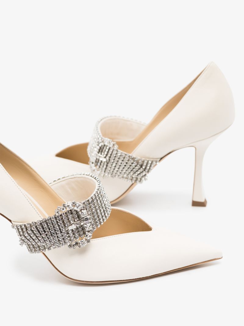 White Kari 90 Leather Pumps