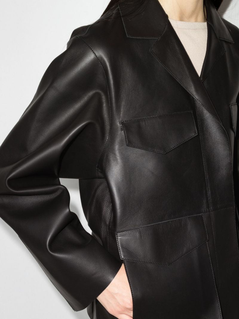 Flap Pocket Leather Jacket