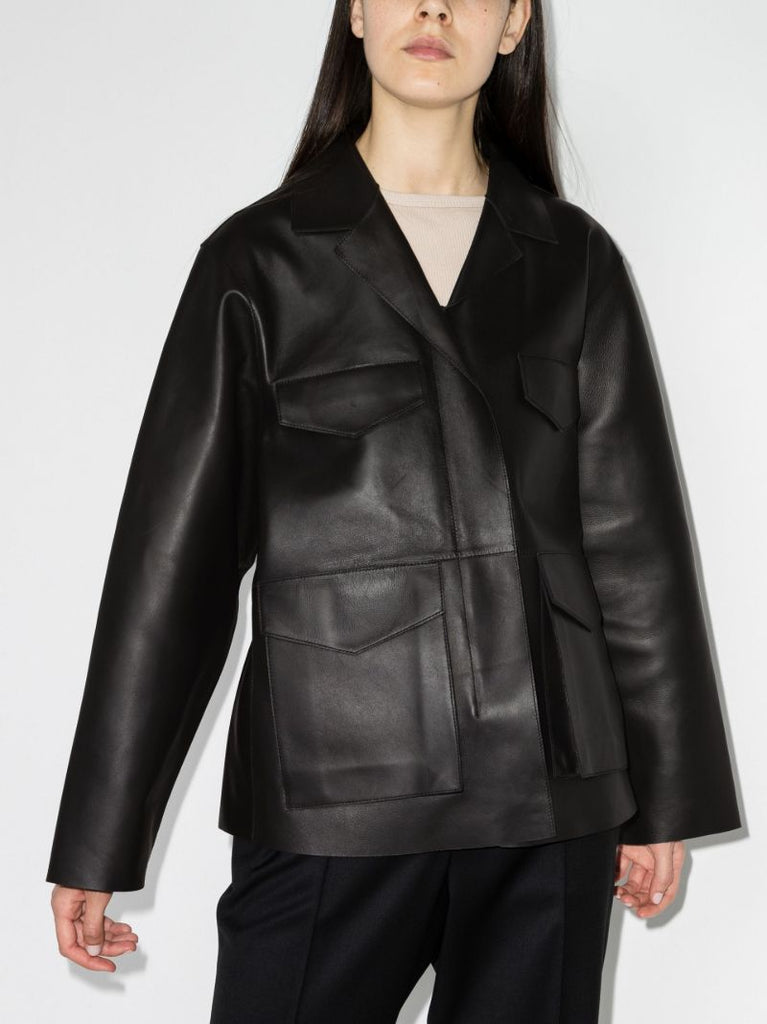 Flap Pocket Leather Jacket