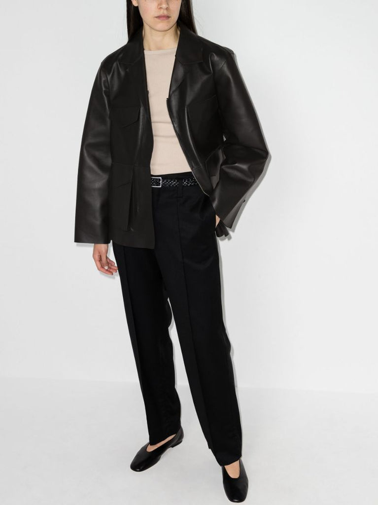 Flap Pocket Leather Jacket
