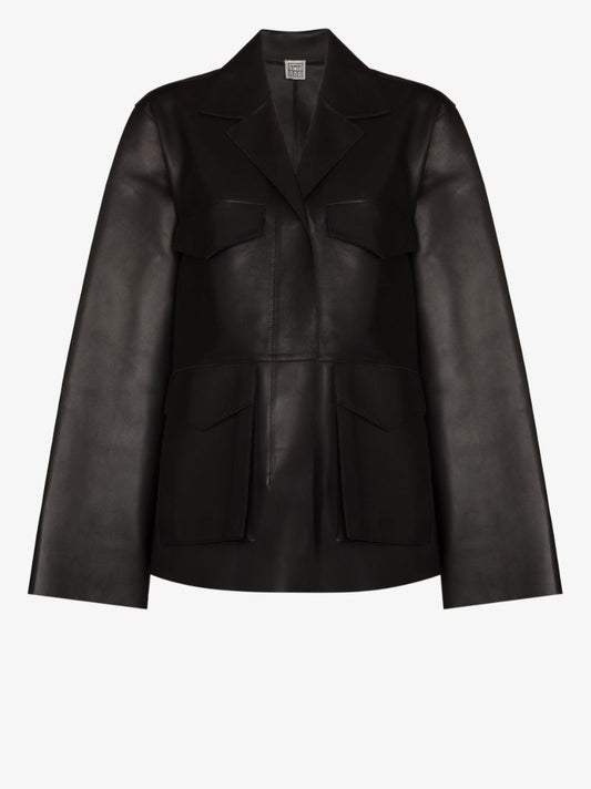 Flap Pocket Leather Jacket