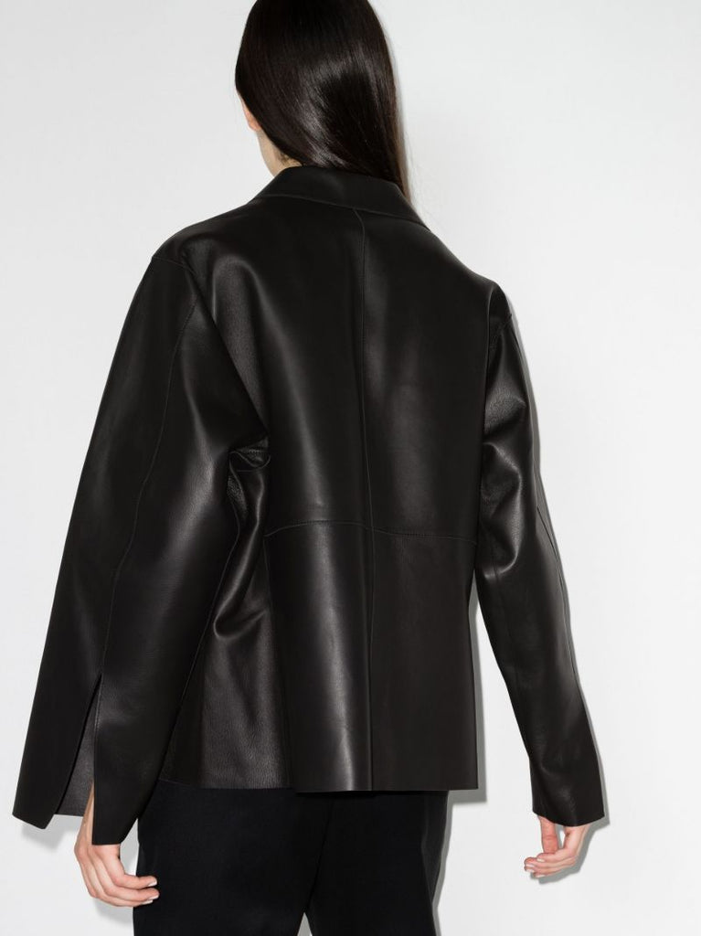 Flap Pocket Leather Jacket