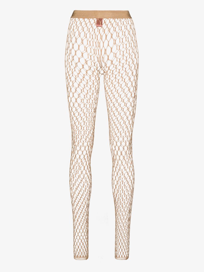 X Amina Muaddi Crystal Embellished Fishnet Tights