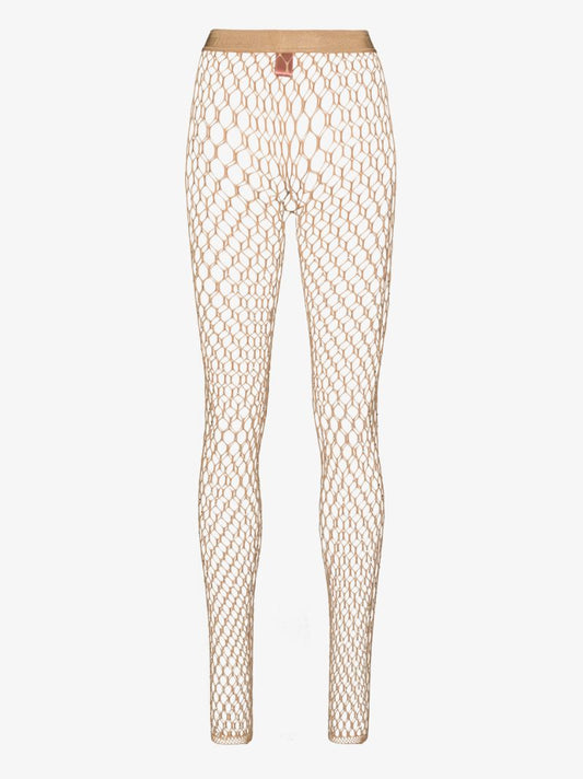 X Amina Muaddi Crystal Embellished Fishnet Tights