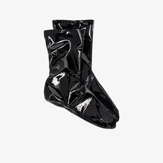 X Amina Muaddi Black Latex Socks