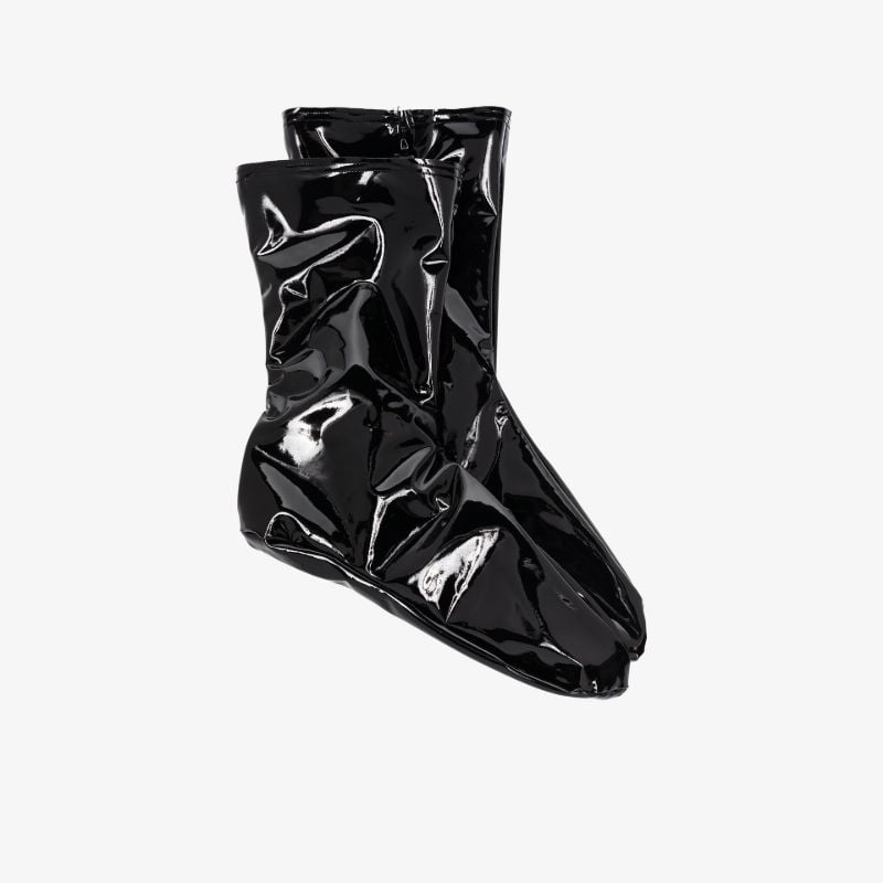 X Amina Muaddi Black Latex Socks