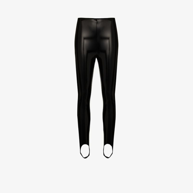 X Amina Muaddi Faux Leather Stirrup Leggings