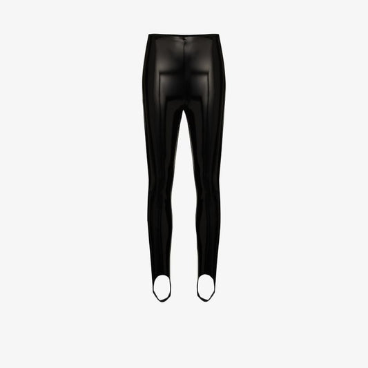 X Amina Muaddi Faux Leather Stirrup Leggings
