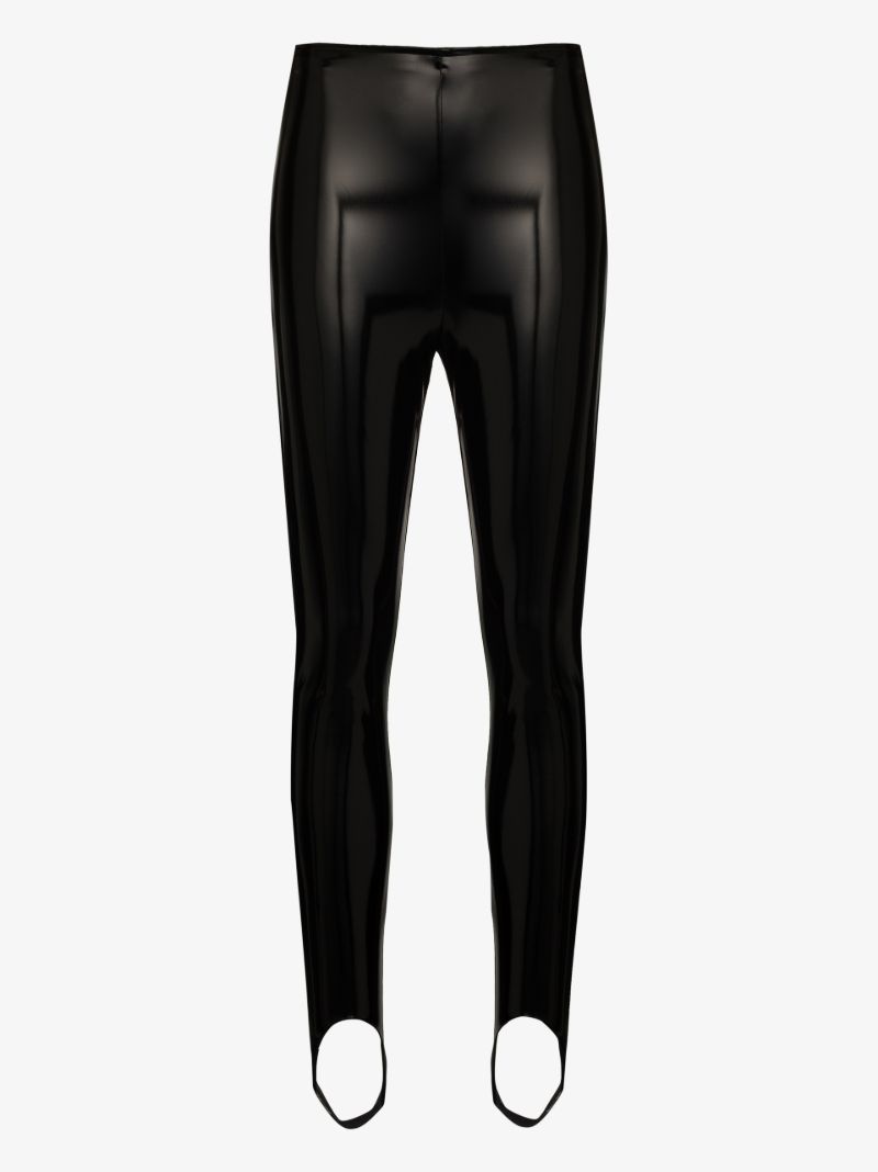 X Amina Muaddi Faux Leather Stirrup Leggings