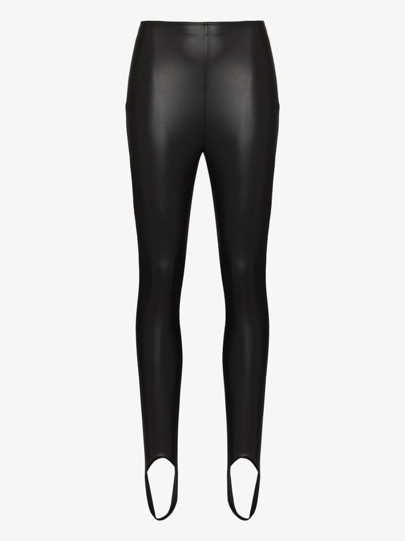 X Amina Muaddi Faux Leather Stirrup Leggings