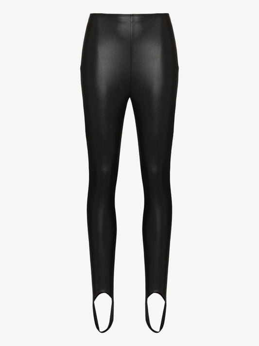 X Amina Muaddi Faux Leather Stirrup Leggings