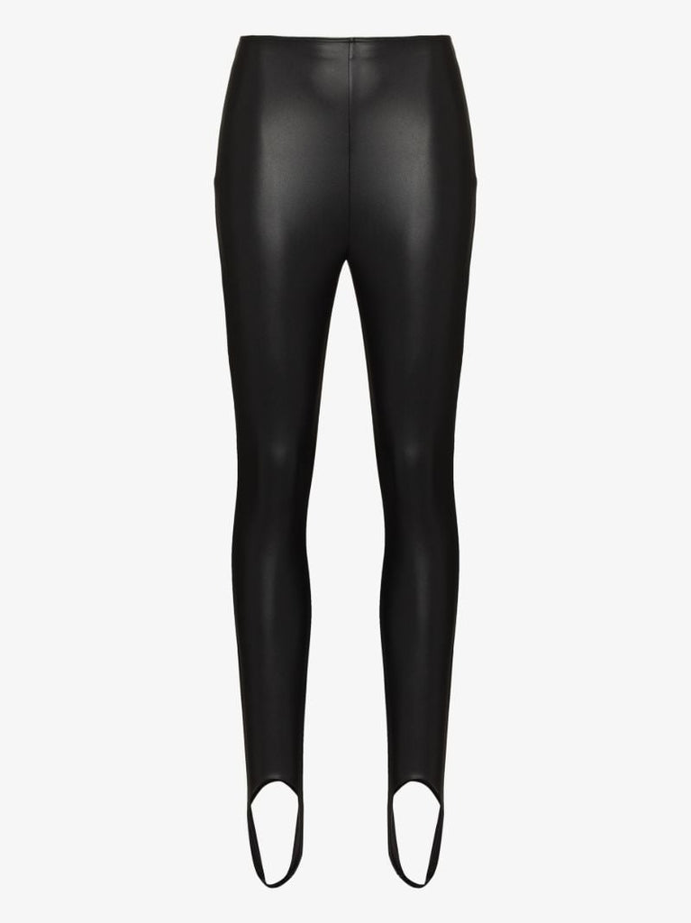 X Amina Muaddi Faux Leather Stirrup Leggings