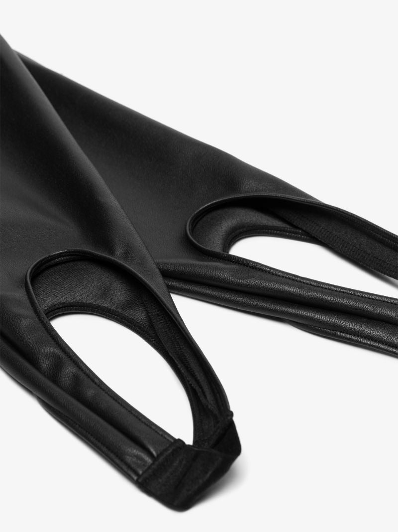 X Amina Muaddi Faux Leather Stirrup Leggings