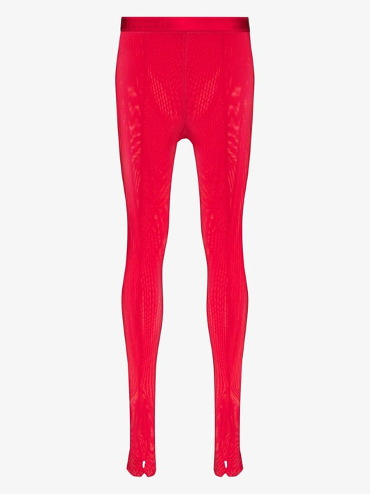 X Amina Muaddi Red Split Tights