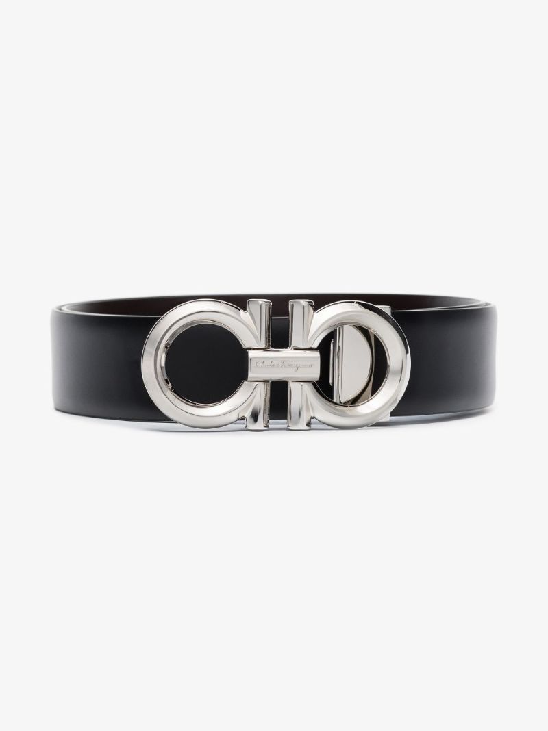 Black Gancini Reversible Leather Belt
