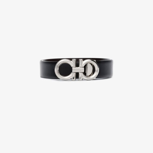 Black Gancini Reversible Leather Belt