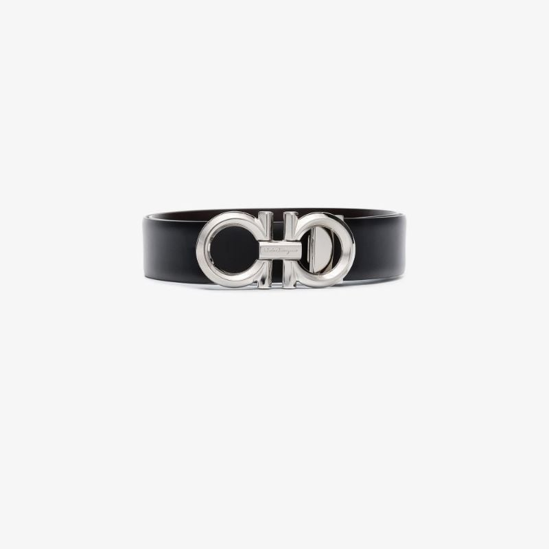 Black Gancini Reversible Leather Belt