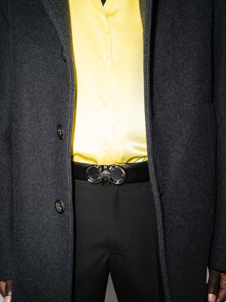 Black Gancini Reversible Leather Belt