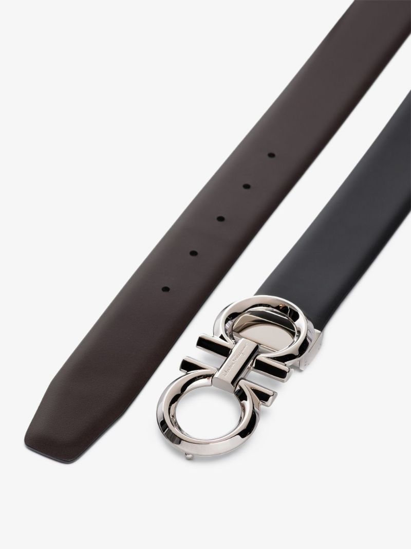 Black Gancini Reversible Leather Belt