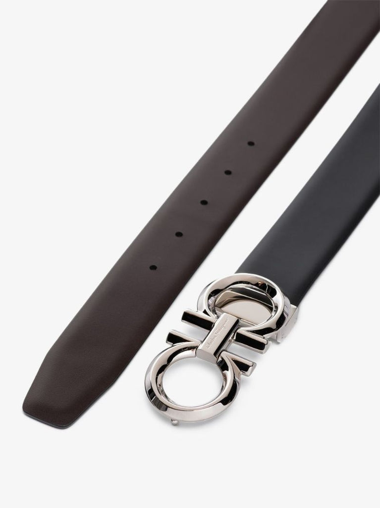Black Gancini Reversible Leather Belt